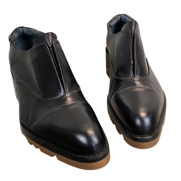 Jil Sander Black Leather Block Heel Loafers Minimalist Slip-On Designer Shoes 10 - Picture 5 of 14
